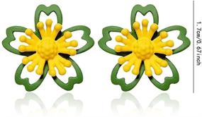 img 3 attached to CHUNYANAN Yellow Daisy Flower Stud Earrings - Elegant Hollow Style, Cute Floral Jewelry for Women & Girls, Fresh Charm, Perfect Gift