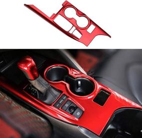 img 4 attached to XITER Red ABS Gear Shift Knob Console Panel Trims Cover Cup Holder Decor Sticker For Toyota Camry XLE/XSE 2018 2019 2020 2021 (Not Fit LE SE)