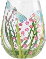 🍷 enesco 6000226 lolita stemless wine glass dragonfly, hand-painted artisan-blown glass, multicolor design логотип