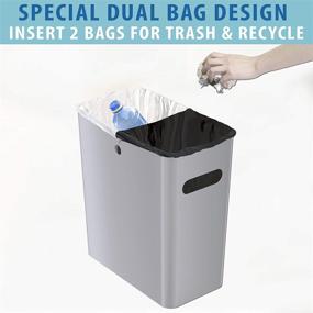 img 1 attached to 🗑️ iTouchless SlimGiant 4.2 Gallon Slim Trash Can with Handles, 2-Pack 16 Liter Plastic Small Wastebasket Hanging Garbage Bin, Multi-Purpose Magazine/File Folder Storage Container, Ideal for Home Office Bathroom Kitchen, Silver