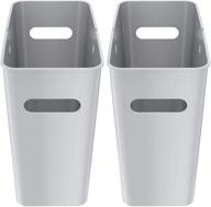 🗑️ itouchless slimgiant 4.2 gallon slim trash can with handles, 2-pack 16 liter plastic small wastebasket hanging garbage bin, multi-purpose magazine/file folder storage container, ideal for home office bathroom kitchen, silver logo