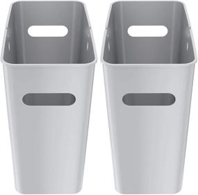 img 4 attached to 🗑️ iTouchless SlimGiant 4.2 Gallon Slim Trash Can with Handles, 2-Pack 16 Liter Plastic Small Wastebasket Hanging Garbage Bin, Multi-Purpose Magazine/File Folder Storage Container, Ideal for Home Office Bathroom Kitchen, Silver