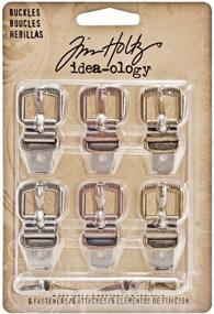 img 2 attached to Tim Holtz Idea-ology Metal Buckles - Set of 6 Fasteners with Assorted Finishes (TH93064)