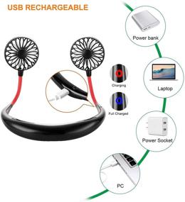 img 2 attached to 💨 PinLife Wearable Sports Neck Fan: 360° Adjustable Necklace for Hand-free Cooling On-the-Go - USB Rechargeable, Ideal for Work, Travel, and Outdoor Activities (Black)