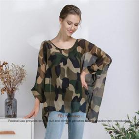 img 2 attached to Womens Batwing Chiffon Camouflage Printed Women's Clothing for Swimsuits & Cover Ups