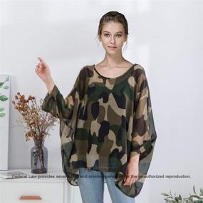 img 3 attached to Womens Batwing Chiffon Camouflage Printed Women's Clothing for Swimsuits & Cover Ups