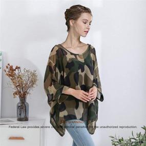 img 1 attached to Womens Batwing Chiffon Camouflage Printed Women's Clothing for Swimsuits & Cover Ups