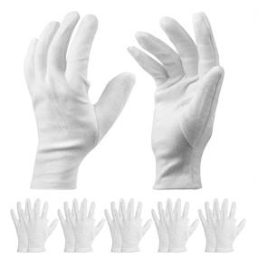 img 4 attached to 🧤 White Cotton Gloves Large: Moisturizing Dry Hands, Eczema Relief, Lotion Spa, Jewelry Inspection -10 Pairs for Men and Women