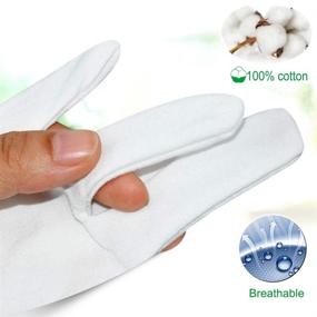 img 3 attached to 🧤 White Cotton Gloves Large: Moisturizing Dry Hands, Eczema Relief, Lotion Spa, Jewelry Inspection -10 Pairs for Men and Women