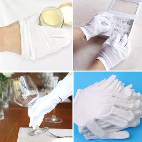 img 2 attached to 🧤 White Cotton Gloves Large: Moisturizing Dry Hands, Eczema Relief, Lotion Spa, Jewelry Inspection -10 Pairs for Men and Women