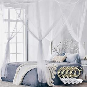 img 4 attached to 👑 Truedays Full/Queen/King Size Princess Canopy Mosquito Net Bed with Four Corner Posts