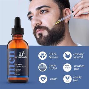 img 1 attached to 🧔 artnaturals Organic Beard Oil Conditioner for Men - Promotes Beard and Mustache Growth, Softens and Stops Itching - 100% Pure Unscented with Argan & Jojoba Oil - Treats Acne (2 Fl Oz / 60ml)