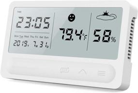 img 4 attached to 🌡️ Newlight66 Indoor Hygrometer: Rechargeable Temperature and Humidity Monitor with Clock and Large Screen Display