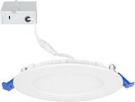 🔆 maxxima 4 inch led downlight, slim round dimmable flat panel light fixture, recessed retrofit, 700 lumens, warm white 2700k, 10 watt with junction box included logo