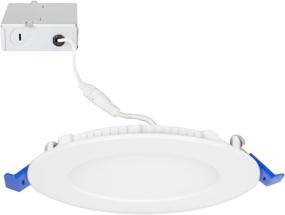 img 4 attached to 🔆 Maxxima 4 Inch LED Downlight, Slim Round Dimmable Flat Panel Light Fixture, Recessed Retrofit, 700 Lumens, Warm White 2700K, 10 Watt with Junction Box Included