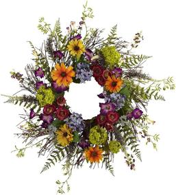 img 3 attached to 🌸 Multicolored Spring Garden Wreath with Twig Base - 24-Inch, Nearly Natural