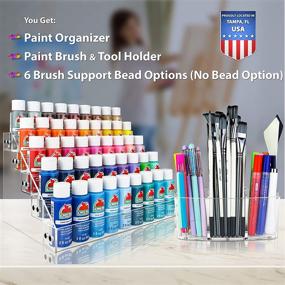 img 3 attached to 🎨 Craft & Hobby Acrylic Paint Organizer & Brush Holder - No Bead Option. Ideal for Convenient Storage of 2oz Acrylic Paint Bottles, Paint Tubes, Miniature Paints & More.