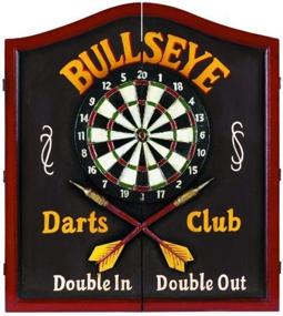 img 1 attached to 🎯 Enhance Your Dart Game with RAM Gameroom Products Wooden Dartboard Cabinet: Bullseye Darts Club - Double In, Double Out