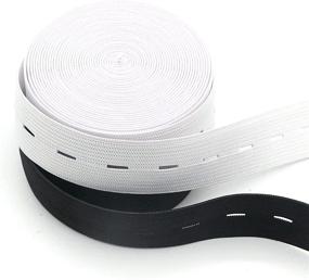 img 4 attached to 🧵 Leekayer Buttonhole Elastic Band: 5/8 inch 2 Roll x 5 Yard White & Black Knit Stretch Adjustable Braided Elastic for Various DIY Projects