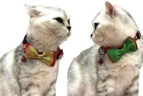 img 2 attached to 🎅 2-Pack Christmas Santa Snowman Holiday Xmas Collar for Cats and Kittens with Bowtie, Adjustable 8"-14