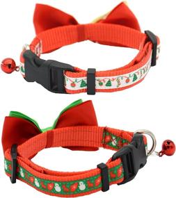 img 4 attached to 🎅 2-Pack Christmas Santa Snowman Holiday Xmas Collar for Cats and Kittens with Bowtie, Adjustable 8"-14