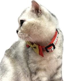 img 1 attached to 🎅 2-Pack Christmas Santa Snowman Holiday Xmas Collar for Cats and Kittens with Bowtie, Adjustable 8"-14