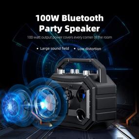 img 3 attached to MIFA портативная акустическая система с Bluetooth: 100W стереозвуковая бумбокс с глубоким басом, TWS, аккумуляторным микрофоном и пультом дистанционного управления - идеально подходит для детей, студентов, семейного собрания, вечеринок у бассейна и на пляже.