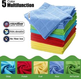 img 3 attached to 🧺 25Pcs - 5 Varieties of Multipurpose Microfiber Cleaning Cloths/Towels for Household and Car, 5 Color Options - 13.2"x13.2