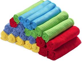 img 4 attached to 🧺 25Pcs - 5 Varieties of Multipurpose Microfiber Cleaning Cloths/Towels for Household and Car, 5 Color Options - 13.2"x13.2