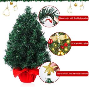 img 2 attached to 🎄 Unomor 22inch Tabletop Christmas Tree: Ultimate Decorative Set with LED Lights & Ornaments for Festive Decoration