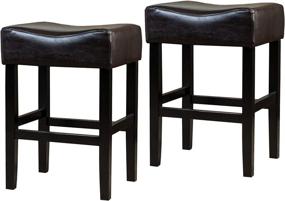 img 4 attached to 🪑 2-Piece Set of Brown Leather Backless Counterstools by Christopher Knight Home: Portman Series