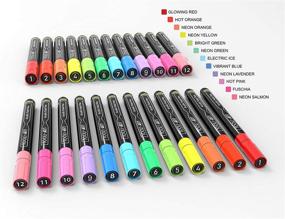 img 3 attached to 🎨 Vibrant Acrylic Paint Markers Set: Extra Fine & Medium Tip Combo for Rock Painting, Canvas, Fabric, Glass, & More! Non-Toxic Water-Based (NEON)