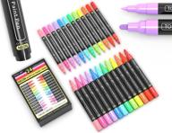 🎨 vibrant acrylic paint markers set: extra fine & medium tip combo for rock painting, canvas, fabric, glass, & more! non-toxic water-based (neon) логотип