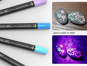 img 1 attached to 🎨 Vibrant Acrylic Paint Markers Set: Extra Fine & Medium Tip Combo for Rock Painting, Canvas, Fabric, Glass, & More! Non-Toxic Water-Based (NEON)