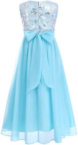 img 2 attached to Chiffon Sequin A-Line Dresses for Kids Wedding Junior Bridesmaid Pageant Communion Princess Party Maxi Gown - Perfect for Big Girls!