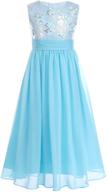 chiffon sequin a-line dresses for kids wedding junior bridesmaid pageant communion princess party maxi gown - perfect for big girls! logo