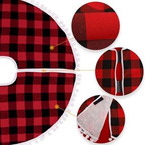 img 2 attached to 🎄 48-inch MACTING Red and Black Buffalo Plaid Christmas Tree Skirt with White Pom Poms Edge – Double-Layer Holiday Home Decoration