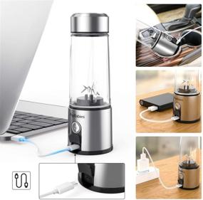 img 2 attached to 🥤 Portable Glass Blender: PopBabies Smoothie Blender to Go - USB Rechargeable, 14OZ 2 Batteries, 5200mAh, Wireless Personal Blender Protein Shaker