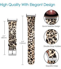 img 3 attached to 🐆 Genuine Leather Replacement Bands for Fitbit Versa 3 / Fitbit Sense: Classic Leopard Design