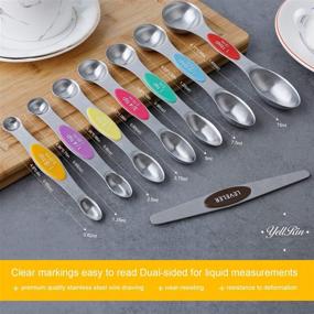 img 2 attached to 🥄 Magnetic Stainless Steel Measuring Spoons Set: Dual Sided Stackable Set of 8 Nesting Teaspoons Tablespoons for Dry and Liquid Ingredients