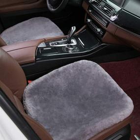 img 2 attached to Minisoo Non-Slip Soft Luxurious Faux Sheepskin Fur Seat Cushion Winter Warm Car Interior Wool Car Seat Cover Pad Mat Universal Fit Auto Interior Accessories