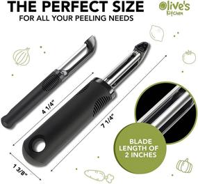 img 1 attached to 🥕 Olive's Kitchen Vegetable Peeler Set – Ergonomic Grip Swivel Blades - Stainless Steel Fruit and Vegetable Peeler Set (2 Pack)