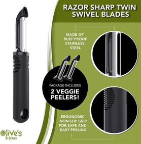 img 2 attached to 🥕 Olive's Kitchen Vegetable Peeler Set – Ergonomic Grip Swivel Blades - Stainless Steel Fruit and Vegetable Peeler Set (2 Pack)