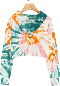 img 3 attached to Imily Bela Tie-Dye Hooded Crop Top for Girls - Long Sleeve Cute Sweatshirt Hoodie