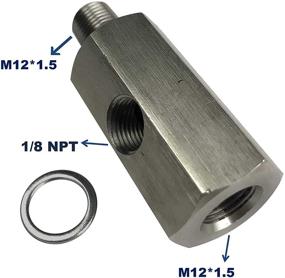 img 2 attached to 🔧 Адаптер-тройник датчика давления масла M12x1.5 к 1/8 NPT порту для подачи турбофорсунки с манометром M12x1.5 Женский к мужскому с боковым портом для шланга 1/8 NPT - нержавеющая сталь