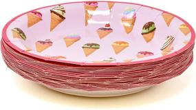 img 2 attached to 🍦 Ice Cream Party Supplies Set - Includes 24 9-Inch Paper Plates, 24 7-Inch Plates, 24 9 Oz Cups, 50 Lunch Napkins - Perfect for Kid's Birthday, Sweet Sundae Cone Dessert, Sprinkles, Ices, Summer Theme - Disposable