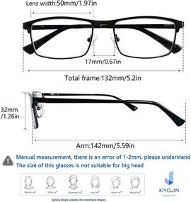 img 2 attached to 👓 High-Quality Blue Light Blocking Reading Glasses for Men: Metal Frame Computer Readers with UV400 Protection and Spring Hinges (Matte Black, 1.25)
