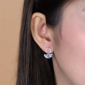 img 3 attached to 💎 Boma Jewelry: Stylish Geometric Semi Circle Earrings in Sterling Silver