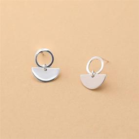 img 2 attached to 💎 Boma Jewelry: Stylish Geometric Semi Circle Earrings in Sterling Silver