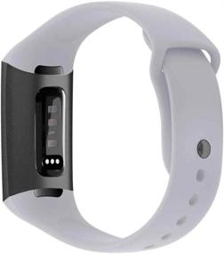 img 2 attached to 🏋️ CyberDig Silicone Sports Replacement Bands for Fitbit Charge 3/4 - Small, Light Gray with Black Buckle